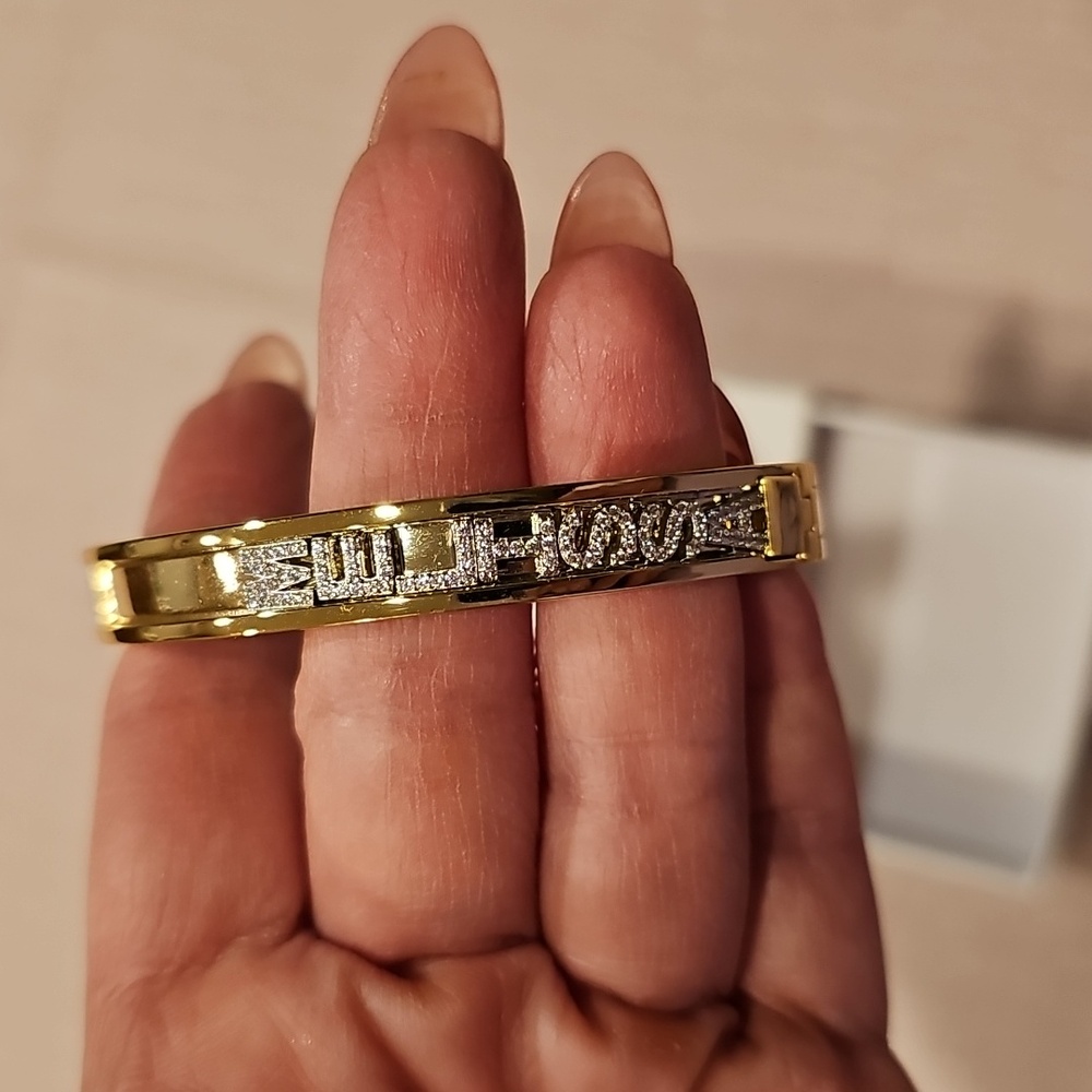 Gold-Tone Crystal Name Accent Bracelet